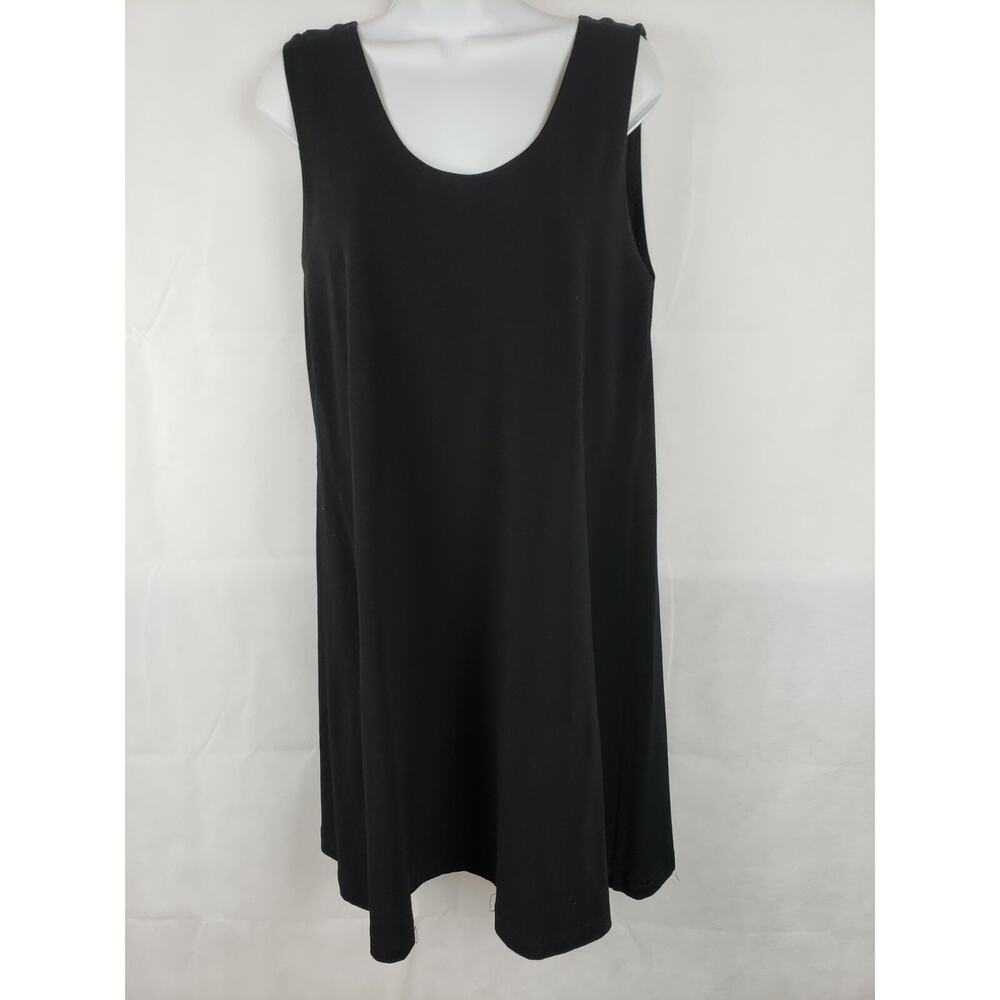 LILITH Sleeveless Balloon Lagenlook Stretch knit Dress Black L A-line